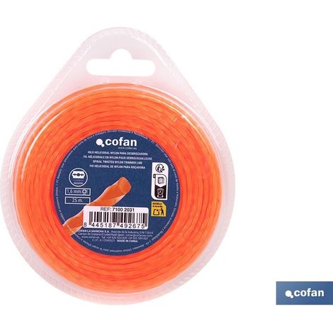 Filamento elicoidale in nylon per tosaerba 25 m x 1,6 mm (1/4)