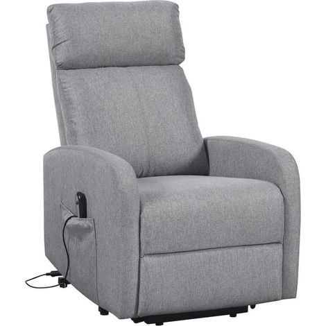 Sillón eléctrico levantapersonas Life tapizado en tela gris, 104cm(alto) 64cm(ancho) 93cm(fondo) (1/5)
