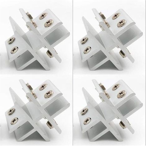 AIDUCHO Lot De 4 Pinces À Verre En Forme De Croix Avec Support Pour Verre Sur 4 Panneaux Latéraux, Douche, Tables, Panneaux, Serrage 10–12 Mm (1/5)