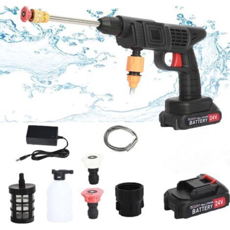 Nettoyeur Haute Pression - 1 Pièce - 24 V - 3,5 Mpa - Sans Fil - Pour Jardin Et Voiture - Avec 2 Batteries 1500 Mah Et Chargeur (1/4)