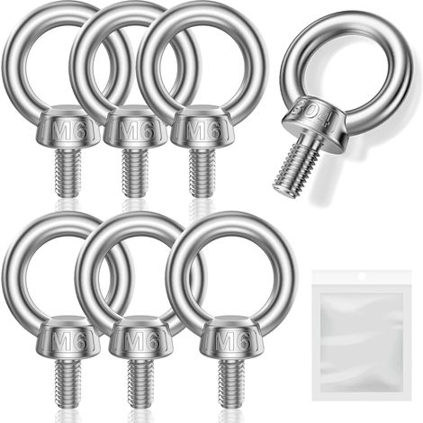 Ringschraube M6, 6 Stück 304 Edelstahl Augenschraube, Ring Augenbolzen Runde Ringbolzen, Hardware Ringschrauben, Augbolzen Für Rolle Des Befestigens et Hängens Ornamente, Blumentöpfe (1/5)