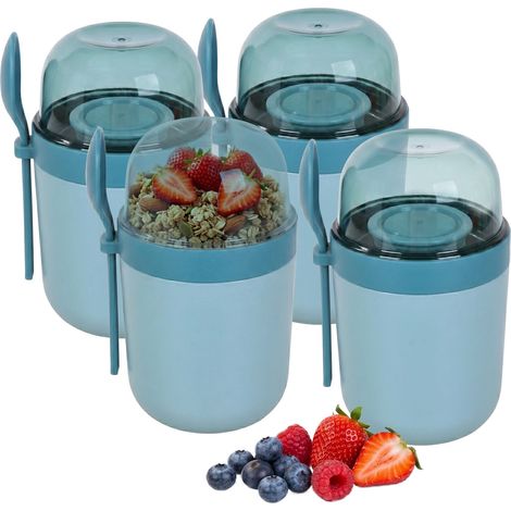 Muesli Cups To Go, 4 Pack, Blue, BPA-Free Plastic (1/5)