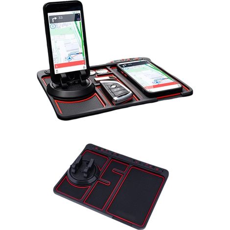 Tapis Anti-Dérapant Pour Téléphone - Support Rotatif 360° - Compartiment Aromathérapie - Plaque Numéro Temporaire - Pour Tableau De Bord Voiture - 1 Pièce (1/5)