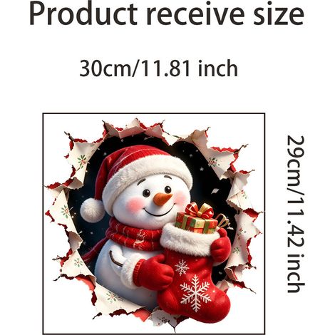 Sticker mural 3D Bonhomme de neige de Noël pour toilettes - JT6048 (3029cm)