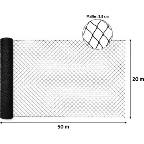 Filet de protection 20x50m à maille hexagonale 35mm - Noir (1/5)