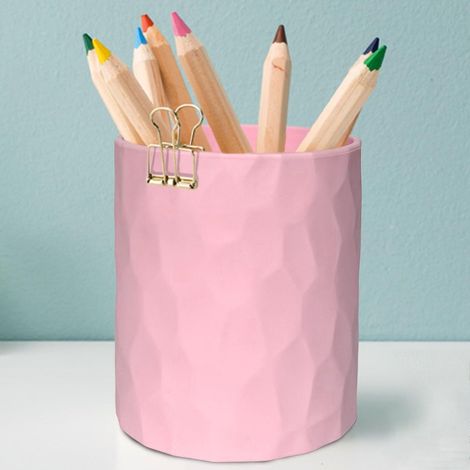 Porte-stylo de bureau, étui à stylos, porte-stylo en silicone étanche pour bureau, porte-pinceaux de maquillage, étui à stylos (rose) (1/5)