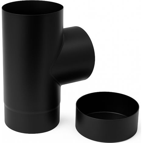 Raccordo a t arredo tappo ispezione raccolta 90° canale fumo stufa a pellet misura Ø 180 mm - confezione 1 (1/5)