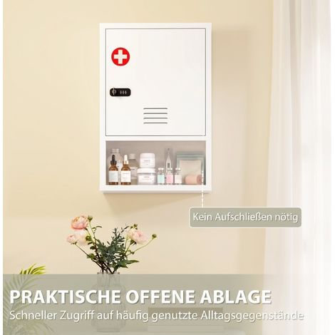 Armadietto da parete per farmaci 40x15x60 cm, doppia serratura, acciaio bianco (1/5)