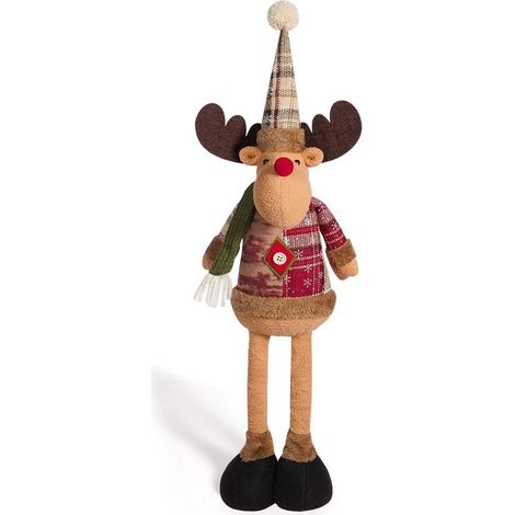 Décoration de Noël extensible en forme de renne, renne en peluche debout de 45 à 59 cm, décoration de table de Noël d'intérieur (1/2)