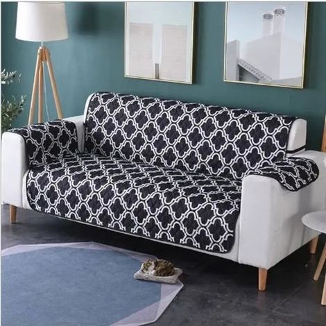 Luxe matelassé Chaise Housse de Canapé Matelassée pour Animaux Protège 3 Places 167-190CM Noir (1/4)