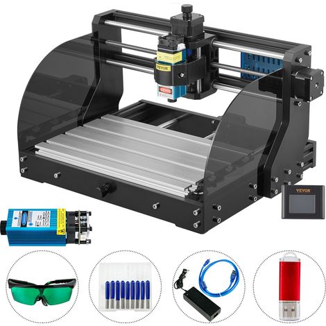 VEVOR Graveur Laser CNC 3018 5,5W, Machine de gravure cnc bois, Machine CNC 3018 Pro GRBL Laser, pour graver des materiaux mous