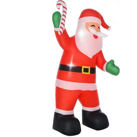 Père Noël gonflable d'extérieur de 243 cm, décoration de Noël gonflable en forme de canne à sucre, 2 lumières LED, étanche IP44 (1/5)