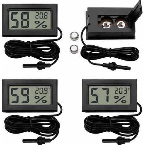 4 Pièces Thermomètre Hygromètre Numérique avec Sonde Externes Jauge (1/5)