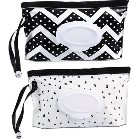 Sac Pour Lingettes - 24 x 13 5 x 4 cm - En EVA Sans BPA - Réutilisable Avec Fermeture Étanche - Pour Lingettes Tissus Serviettes Et Masques - Lot De 2 (1/5)