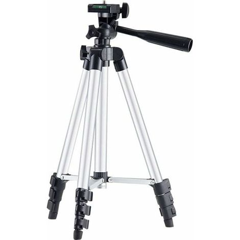 Tripod Télescopique - Niveau Laser - Pieds Rotatifs en Caoutchouc - Niveau à Bulle Intégré - Aluminium ABS - Pour Chantier Construction Extérieur - 1 Pièce (1/4)