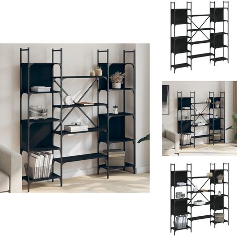 Bibliothèque noir 155,5x24x166,5 cm bois d'ingénierie - Bibliothèque - Étagère Murale - Meuble Rangement - Bibliothèque Design - Rangement Intérieur (1/5)