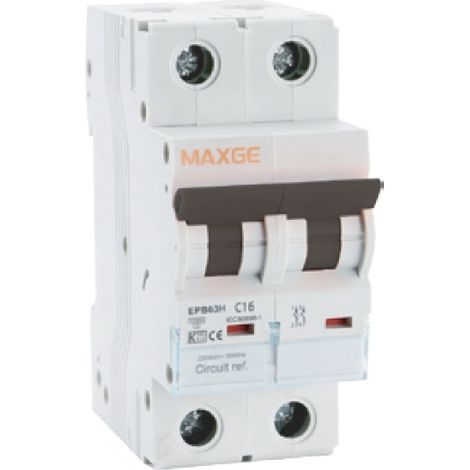 Interruttore Magnetotermico 1P+N y 2N 6A 4kA Curva C MAXGE Alpha+ 16 A