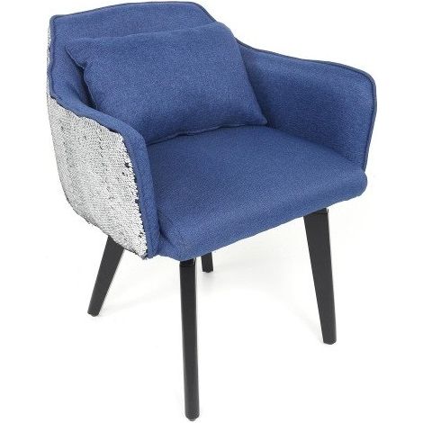 Chaise / Fauteuil Gybson Sequins Tissu Bleu et Sequins réversibles Bleu & Argent (1/5)