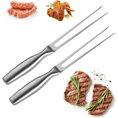 2 Pcs Fourchette Barbecue, Fourchette à Viande en Acier Inoxydable avec Manche, Fourchette a Viande pour griller, découper, cuisine, dinde, rôtir, dîner, grill viandes (1/5)