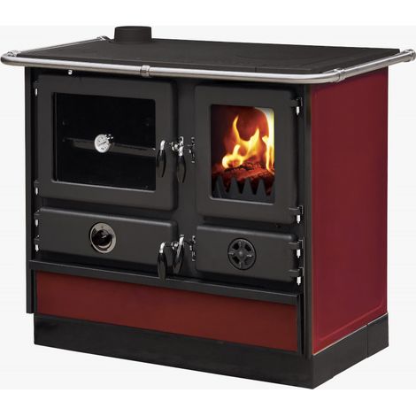 Interstoves – Cuisinière à bois Magnum Thermo MBS en fonte – Sortie côté gauche – Puissance 12kW – Double combustion pour économies d'énergie