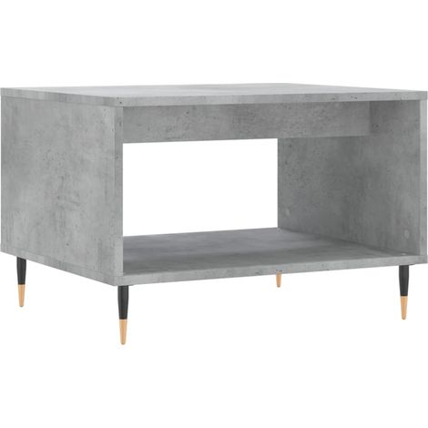 Tavolino da caffè in legno ingegnerizzato grigio cemento 60 x 50 x 40 cm tavolino laterale con contenitore e gambe in metallo DEC039325