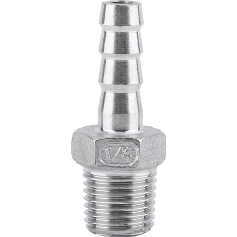 Robuster Edelstahl-Schlauchanschluss mit Außengewinde, Widerhakenanschluss für Kraftstoff (1/4" x 8 mm)