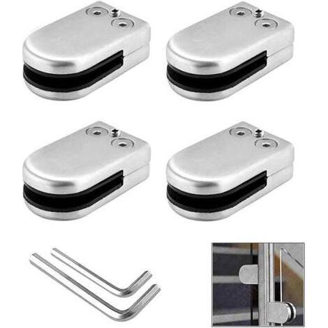 TAISHENGDA Set mit 4 Glasklemmen für 6-8 mm Glas (Größe S) aus Edelstahl 304, verstellbare Flachrücken-Klemmhalterung, für Geländer, Treppengeländer (silber) (1/5)