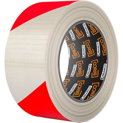 Rollo cinta adh señalizacion blanca/roja 30mt x50mm pvc