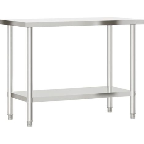 Tavolo da lavoro professionale da cucina 110 x 55 x 85 cm in acciaio inox 020045403