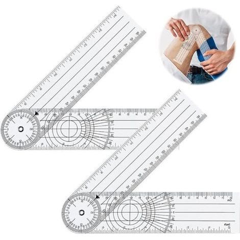 Goniometer für Physiotherapeuten, 2-teilig, professionelles 360°-Multilineal-Winkelmessgerät, 14 Zoll, medizinisches Wirbelsäulenwinkelmessgerät, Kunststoff