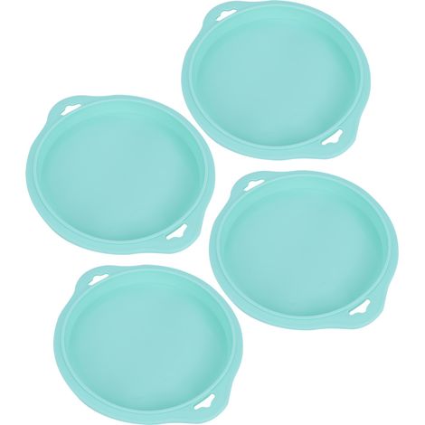 Moule à gâteau en silicone à étages, 4 pièces, forme ronde, moule à pain, moule à gâteau, ustensiles de cuisson antiadhésifs (vert L) (1/5)