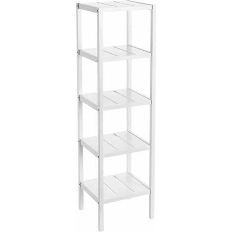 Meuble étagère coloris blanc - Longueur 37 x Profondeur 33 x Hauteur 140 cm (1/3)