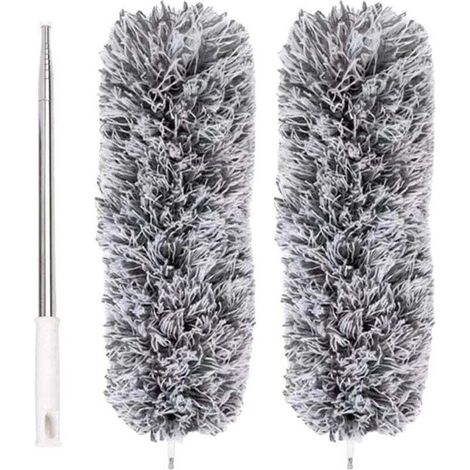 UlisemPlumeau Extensible en Microfibre avec Perche télescopique en Acier 110 po et tête Nettoyage Pliable Plumeau Plafond Lavable (1/4)