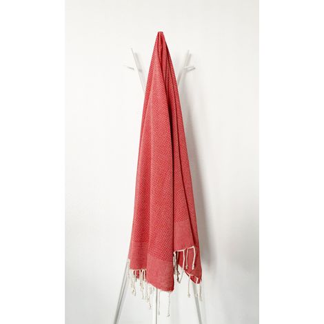 Fouta 100 x 200 cm Tarifa Rouge - 100% coton - finition franges
