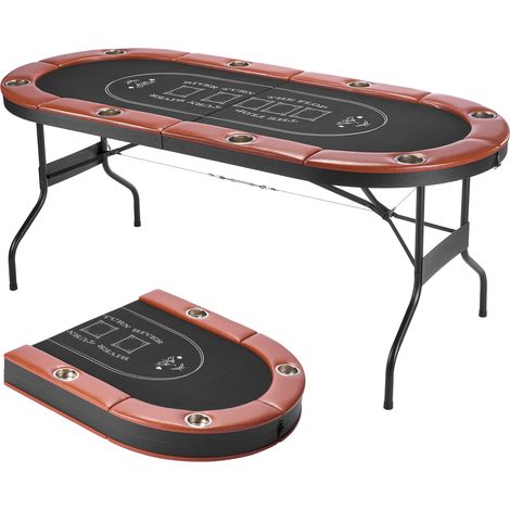 Mophorn Tavolo da poker pieghevole per 8 giocatori, tavolo in stile casinò da 1828,8 mm con sponde imbottite e portabicchieri, tavolo da gioco portatile ovale con superficie in feltro (1/5)