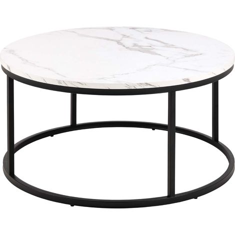 Spiro Couchtisch Ø80cm Marmor weiß.