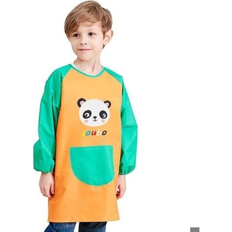 Tablier de peinture - Imperméable - Enfants 8-12 ans - Vert - À manches longues - Avec poches (1/4)