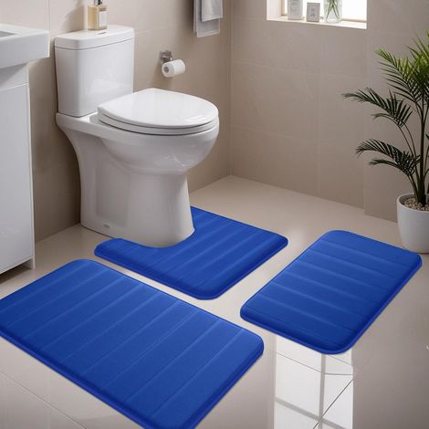 Juego de 3 esterillas de espuma viscoelástica, absorbentes, antideslizantes, de color azul. (1/5)