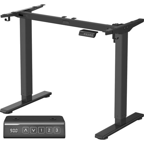 Scrivania regolabile in altezza elettrica struttura per scrivania sit-stand supporto da tavolo senza piano con 2 ganci funzione di memoria 3 altezze acciaio nero 120004607