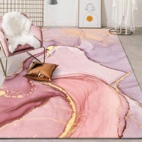 Tapis de salon au design moderne à poils courts 80x160, style abstrait, adapté pour chambre, salle à manger, chambre d'enfant (1/4)