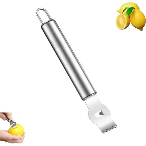 Zesteur de Citron Peeler à Citron en Acier Inoxydable Éplucheur de Zeste de Citron Professionnel pour Cocktail Ustensile de Cuisine (1/5)