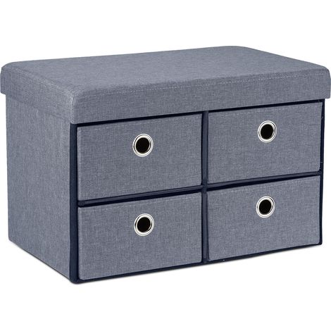Panca pieghevole multifunzionale pratica con contenitore 120 x 40 x 45 cm in tessuto grigio 130011162