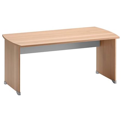 Bureau droit hêtre ambré L 160 x P 80 cm piètement plein bois - Jazz (1/4)