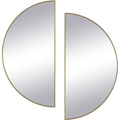 Lotto di 2 Specchio a semicerchio di design L.50 x H.100 cm in Metallo Dorato - GAVRA