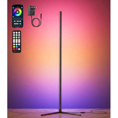 Lampadaire LED sur Pied Salon 2400LM, 146cm RGBIC Lampadaire LED, Noir  16 Millions Couleurs Lampadaire, Musique Sync, Lampe sur Pied Dimmable 2800K-6500K, pour Chambre, Gaming, Salle (1/5)