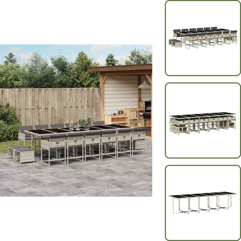 Cuscini da giardino - vidaXL Set da Pranzo da Giardino 17pz con Cuscini Grigio in Polyrattan - Rattan PE