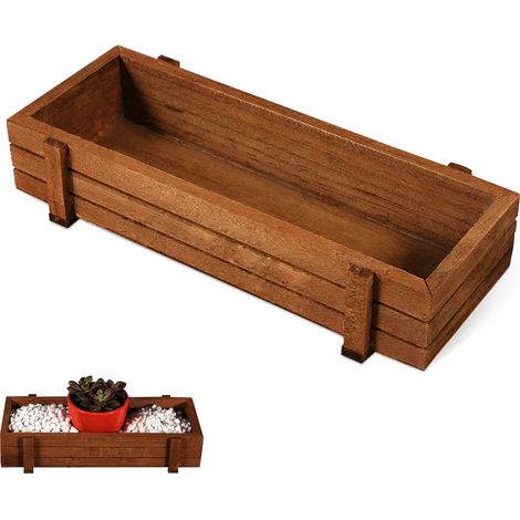 Jardinière en Bois, Pot de Plante, boîte de jardinière d'herbes de Rebord de fenêtre boîte de jardinière rectangulaire succulente de Cactus pour Jardin de Patio intérieur/extérieur (1/5)