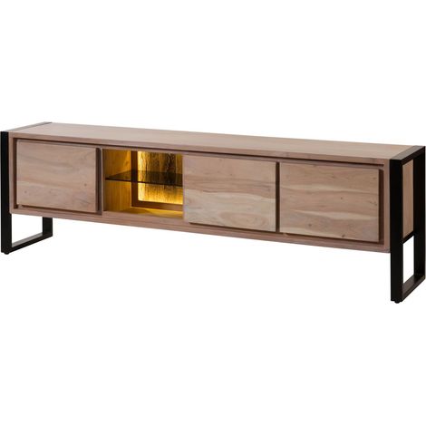 Mobile Tv in legno di acacia / legno riciclato 200x40x60 laccato naturale DENVER 116