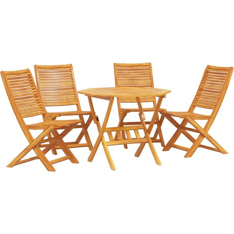 Maison Exclusive - Garten Essgruppe 5 pcs Braun Massivholz Akazie