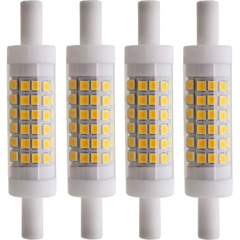 Lampadine LED in ceramica R7S 5W 78mm 60 SMD2835 Bianco caldo 3000K 500lm Non compatibili con interruttori dimmerabili (confezione da 4) (1/4)